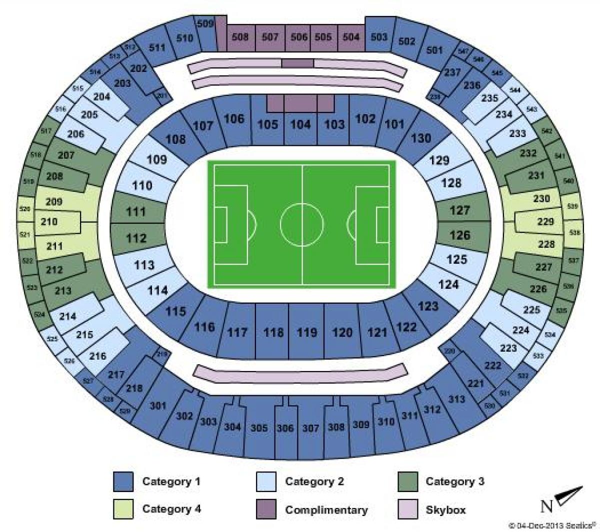 Mapa de Maracanã stadium sièges