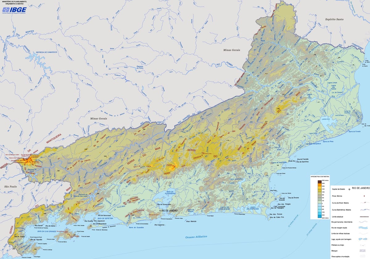 Mapa de relleu l'estat de Rio de Janeiro