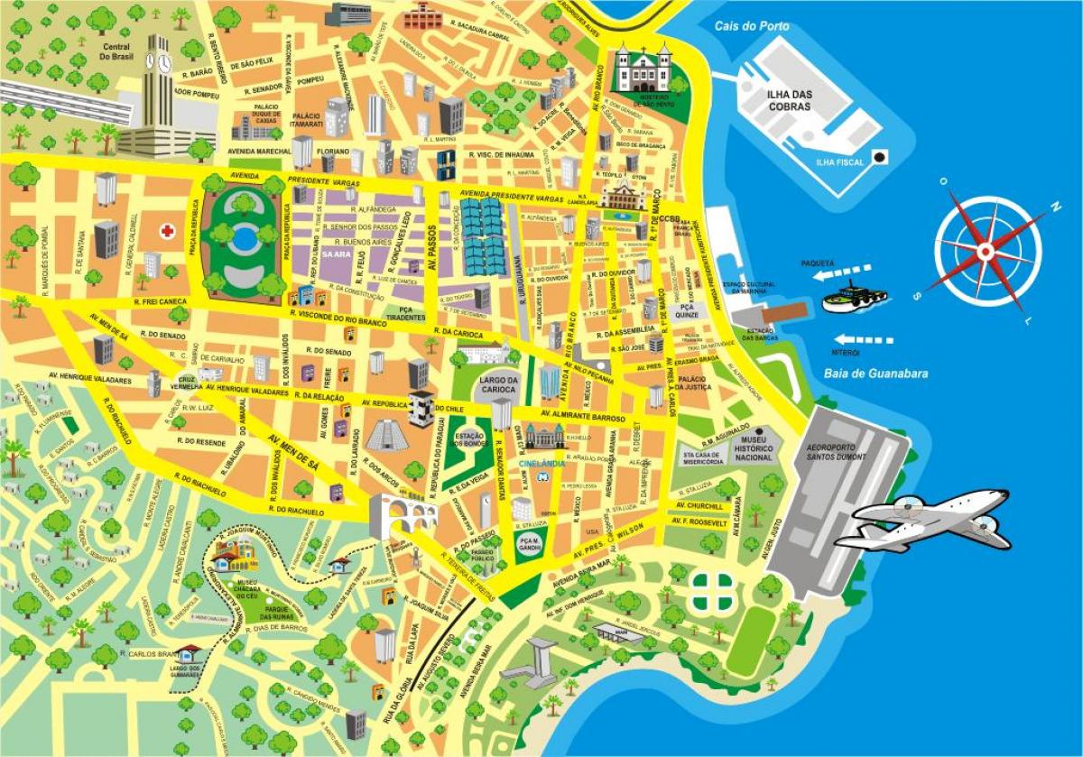 Mapa de les atraccions de Rio de Janeiro
