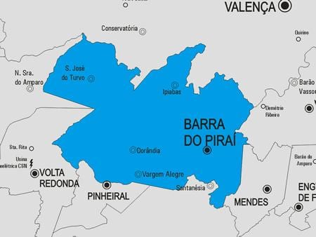Mapa de la Barra de fer Piraí municipi