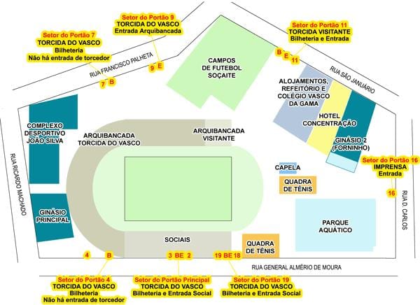 Mapa de l'estadi de São Januário