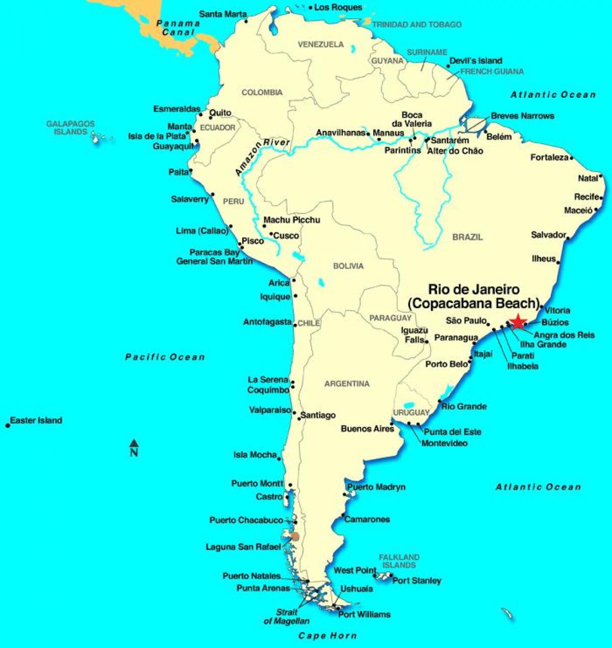 Mapa de Rio de Janeiro a Amèrica del Sud
