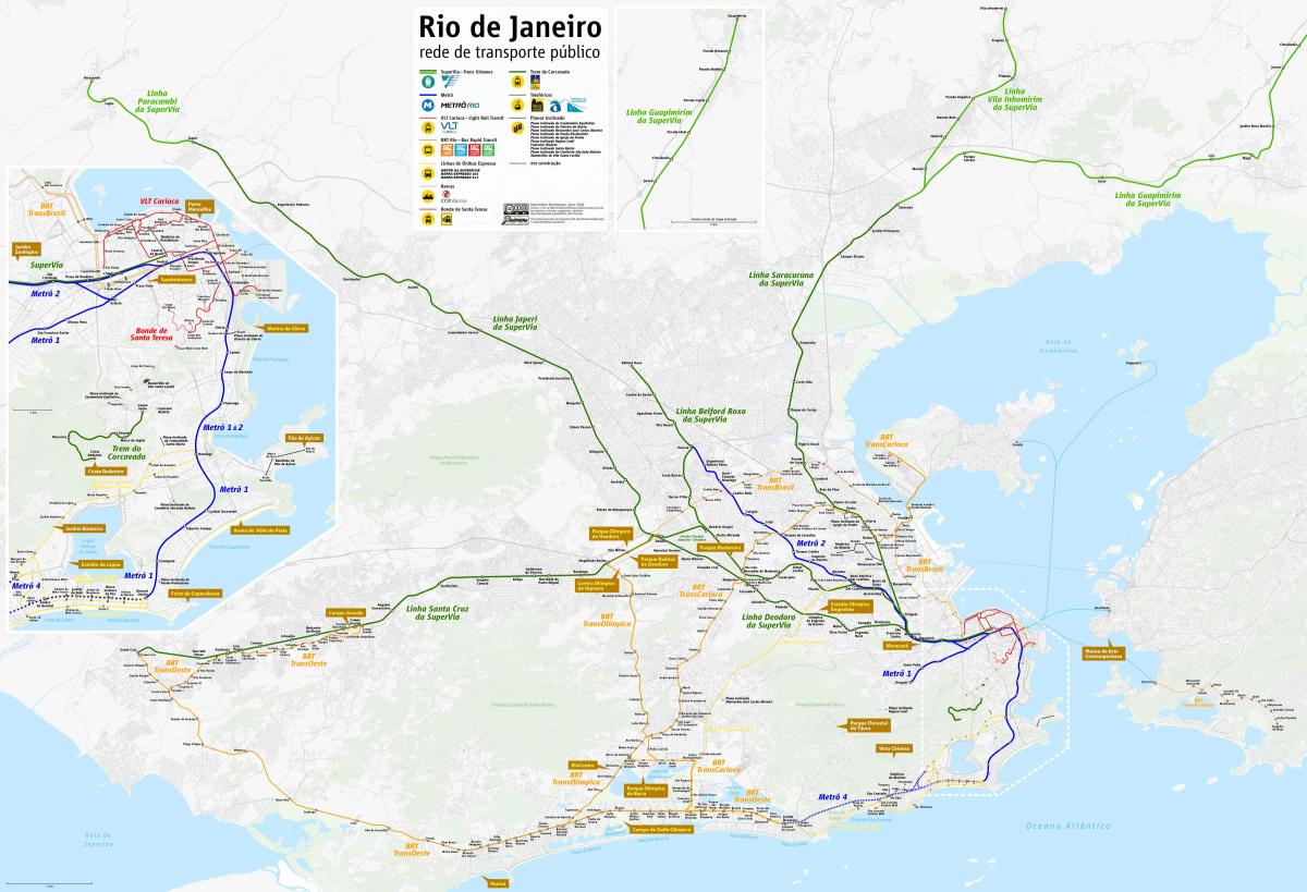 Mapa de Rio de Janeiro de transport