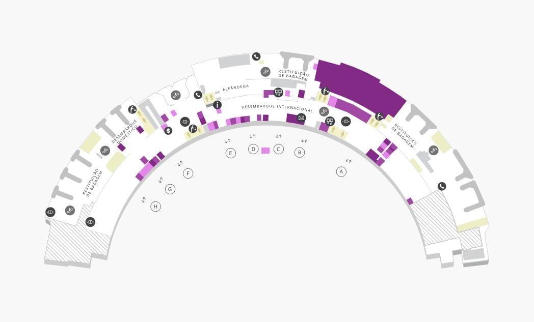 Mapa de l'aeroport de Galeão Terminal 1 Nivell 0