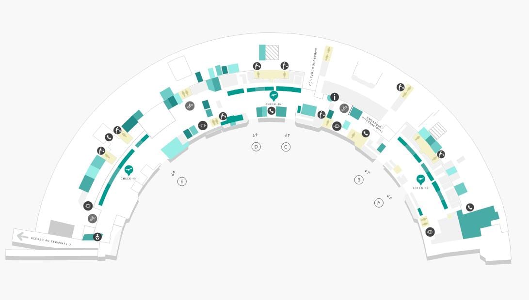 Mapa de l'aeroport de Galeão Terminal 1 Nivell 1