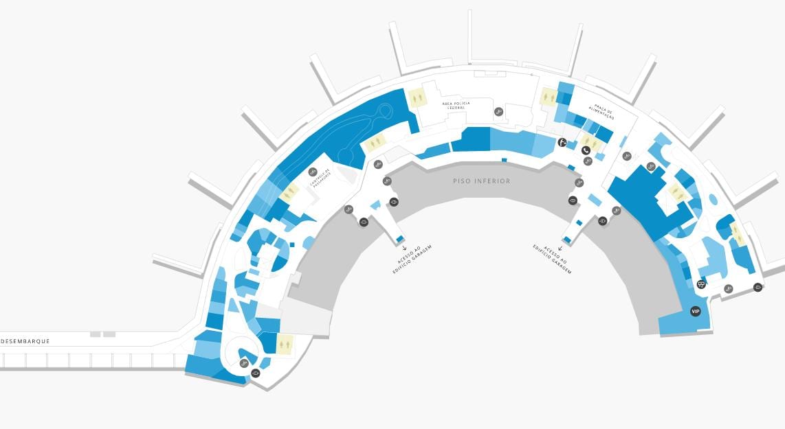 Mapa de l'aeroport de Galeão Terminal 2 Nivell 1
