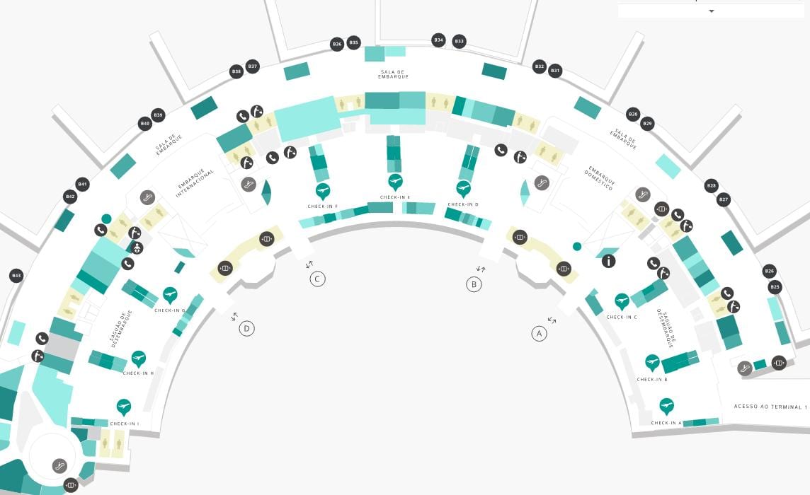 Mapa de l'aeroport de Galeão Terminal 2 Nivell 3