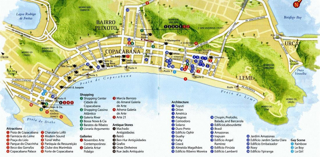 Mapa de la platja de Copacabana