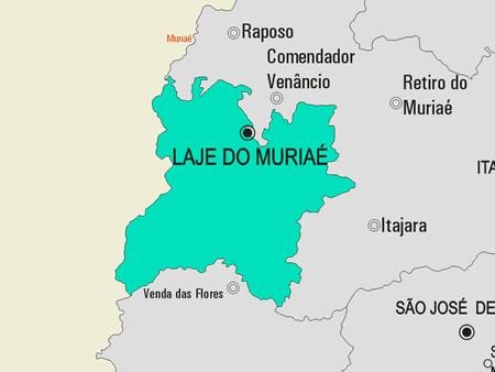 Mapa de Laje fer Muriaé municipi