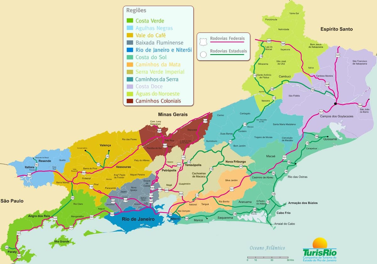Mapa de les regions de l'estat de Rio de Janeiro