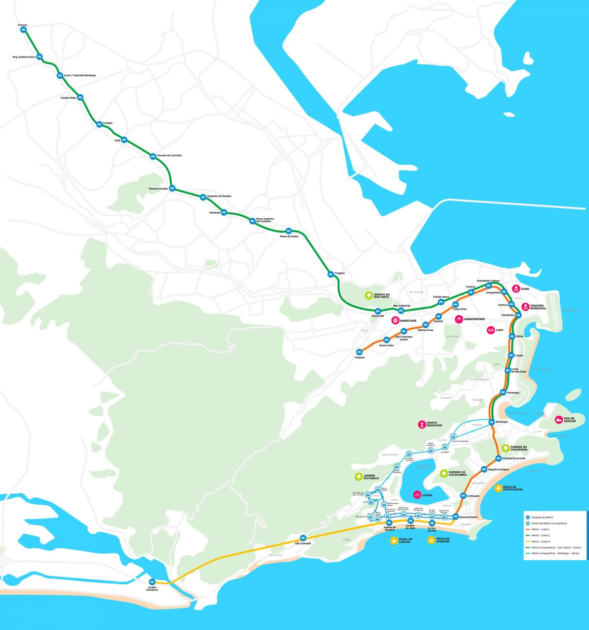 Mapa de métro Rio de Janeiro