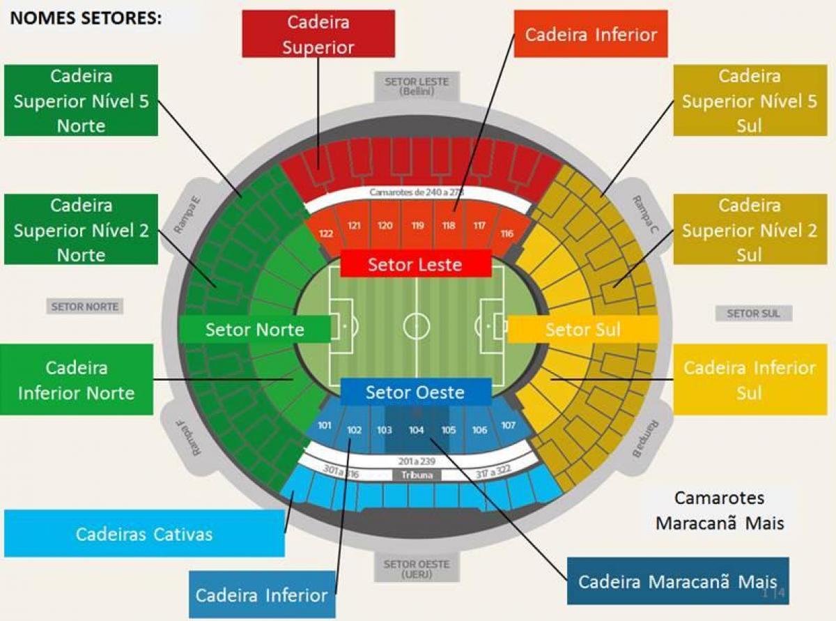 Mapa de Maracanã stadium secteurs