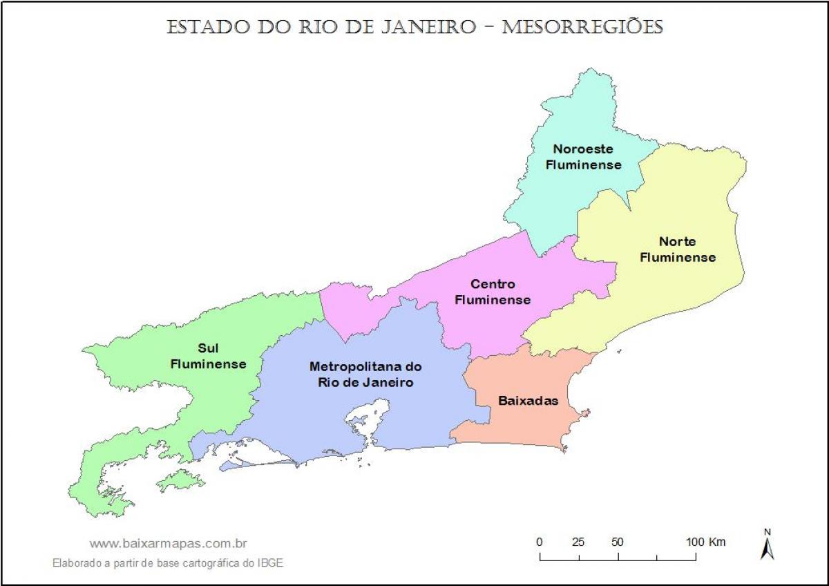 Mapa de mesoregions Rio de Janeiro