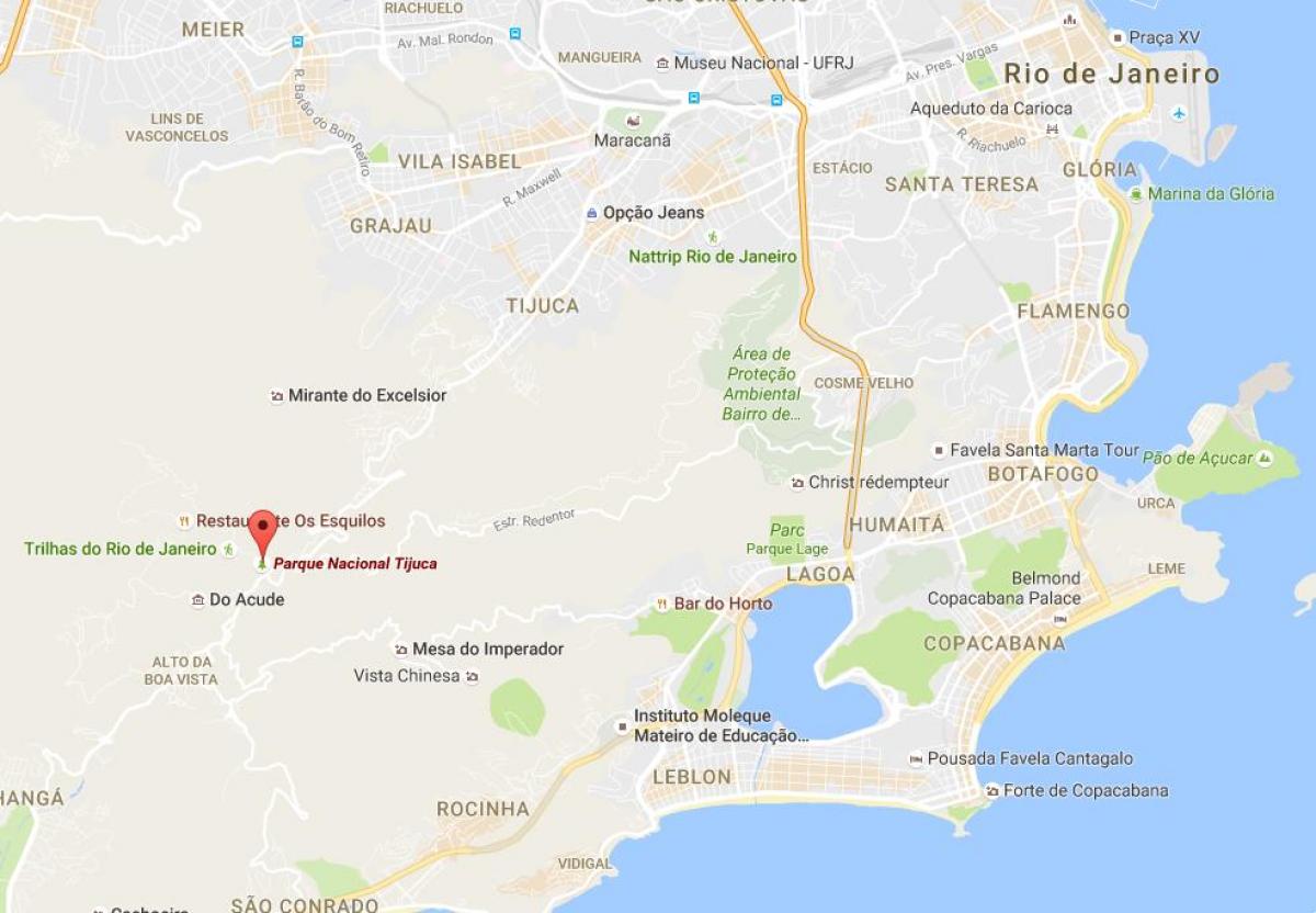 Mapa del parc nacional de Tijuca
