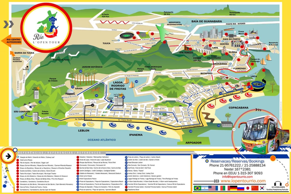 Mapa de Visites autobús Rio de Janeiro